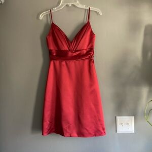 Oxblood Red Jim Hjelm Satin Special Occasion Holiday Party NYE Cocktail Dress